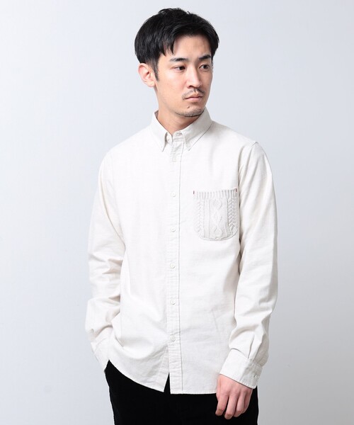 BEAMS（ビームス）の「BEAMS / ケーブルニットポケット ミニボタンダウン シャツ（シャツ/ブラウス・メンズ・ネイビー/オフホワイト・XL/S/L/M）」の20枚目の写真