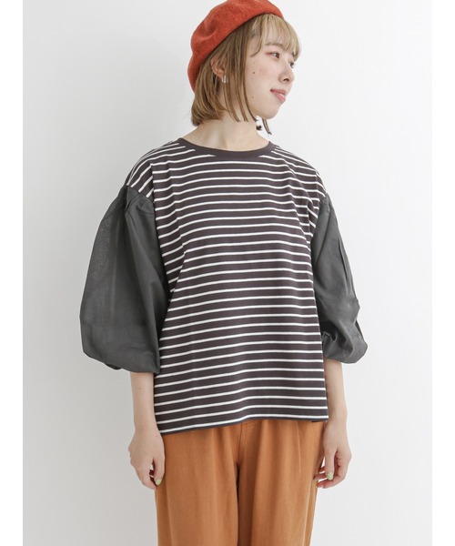 Samansa Mos2(サマンサ モスモス)の「バルーンスリーブ切替カットソー(Tシャツ/カットソー・レディース・ブラック/ネイビー/オフホワイト/チャコール・フリ-)」の16枚目の写真