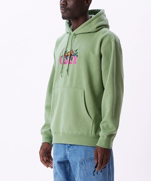 24FW OBEY SWEATSHIRT 刺繍ロゴ パーカー フーディ M おしゃれスタ パーカー message embroidery sweat hoodie