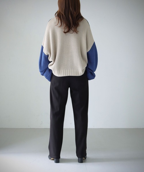 cheriella（シェリエラ）の「【cheriella】WEB限定配色片畦ワイドスリーブプルオーバー WEB LIMITED CONTRAST RIB WIDE SLEEVE PULLOVER（ニット/セーター・レディース・ブラック/パープル/アイボリー/チャコールグレー・M）」の6枚目の写真