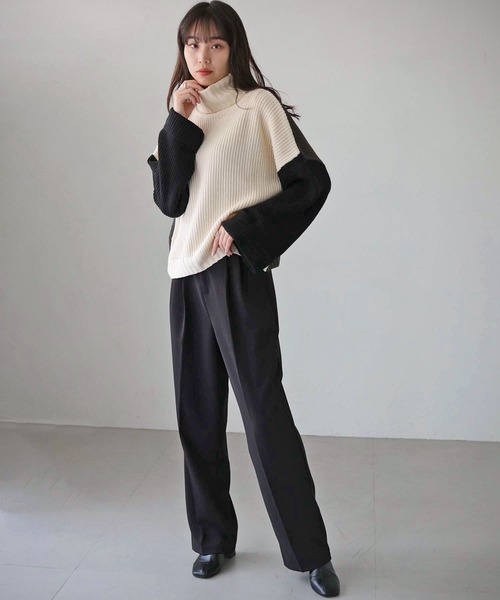 cheriella（シェリエラ）の「【cheriella】WEB限定配色片畦ワイドスリーブプルオーバー WEB LIMITED CONTRAST RIB WIDE SLEEVE PULLOVER（ニット/セーター・レディース・ブラック/パープル/アイボリー/チャコールグレー・M）」の9枚目の写真