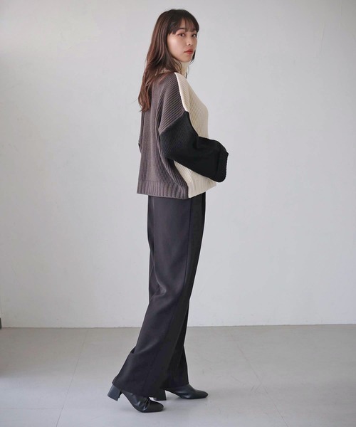 cheriella（シェリエラ）の「【cheriella】WEB限定配色片畦ワイドスリーブプルオーバー WEB LIMITED CONTRAST RIB WIDE SLEEVE PULLOVER（ニット/セーター・レディース・ブラック/パープル/アイボリー/チャコールグレー・M）」の14枚目の写真