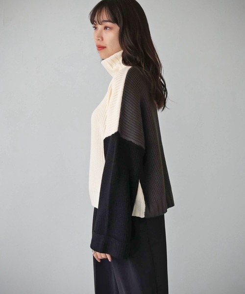 cheriella（シェリエラ）の「【cheriella】WEB限定配色片畦ワイドスリーブプルオーバー WEB LIMITED CONTRAST RIB WIDE SLEEVE PULLOVER（ニット/セーター・レディース・ブラック/パープル/アイボリー/チャコールグレー・M）」の10枚目の写真