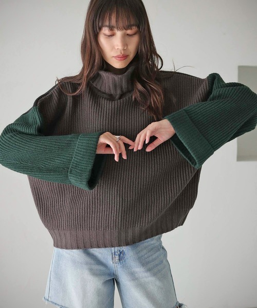 cheriella（シェリエラ）の「【cheriella】WEB限定配色片畦ワイドスリーブプルオーバー WEB LIMITED CONTRAST RIB WIDE SLEEVE PULLOVER（ニット/セーター・レディース・ブラック/パープル/アイボリー/チャコールグレー・M）」の16枚目の写真