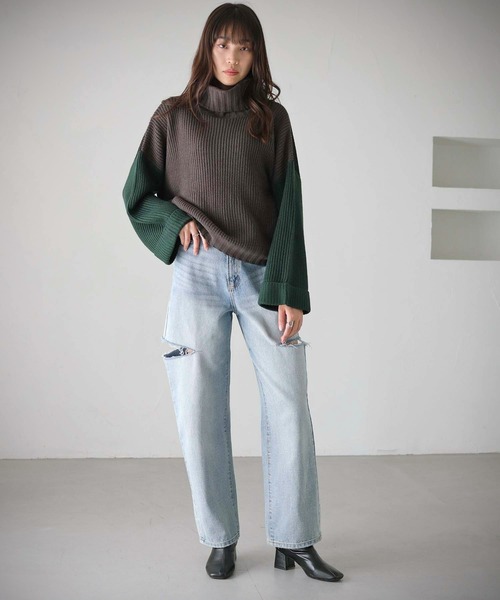cheriella（シェリエラ）の「【cheriella】WEB限定配色片畦ワイドスリーブプルオーバー WEB LIMITED CONTRAST RIB WIDE SLEEVE PULLOVER（ニット/セーター・レディース・ブラック/パープル/アイボリー/チャコールグレー・M）」の21枚目の写真