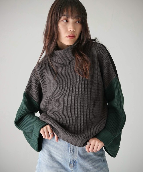 cheriella（シェリエラ）の「【cheriella】WEB限定配色片畦ワイドスリーブプルオーバー WEB LIMITED CONTRAST RIB WIDE SLEEVE PULLOVER（ニット/セーター・レディース・ブラック/パープル/アイボリー/チャコールグレー・M）」の17枚目の写真