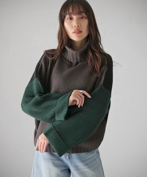 cheriella（シェリエラ）の「【cheriella】WEB限定配色片畦ワイドスリーブプルオーバー WEB LIMITED CONTRAST RIB WIDE SLEEVE PULLOVER（ニット/セーター・レディース・ブラック/パープル/アイボリー/チャコールグレー・M）」の18枚目の写真