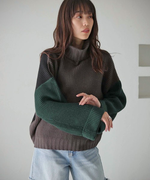 cheriella（シェリエラ）の「【cheriella】WEB限定配色片畦ワイドスリーブプルオーバー WEB LIMITED CONTRAST RIB WIDE SLEEVE PULLOVER（ニット/セーター・レディース・ブラック/パープル/アイボリー/チャコールグレー・M）」の19枚目の写真