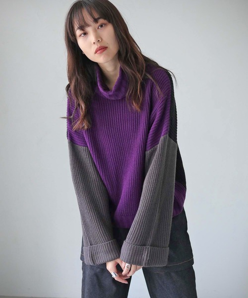 cheriella（シェリエラ）の「【cheriella】WEB限定配色片畦ワイドスリーブプルオーバー WEB LIMITED CONTRAST RIB WIDE SLEEVE PULLOVER（ニット/セーター・レディース・ブラック/パープル/アイボリー/チャコールグレー・M）」の22枚目の写真