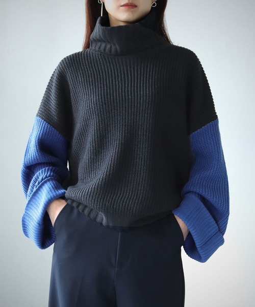 cheriella（シェリエラ）の「【cheriella】WEB限定配色片畦ワイドスリーブプルオーバー WEB LIMITED CONTRAST RIB WIDE SLEEVE PULLOVER（ニット/セーター・レディース・ブラック/パープル/アイボリー/チャコールグレー・M）」の8枚目の写真
