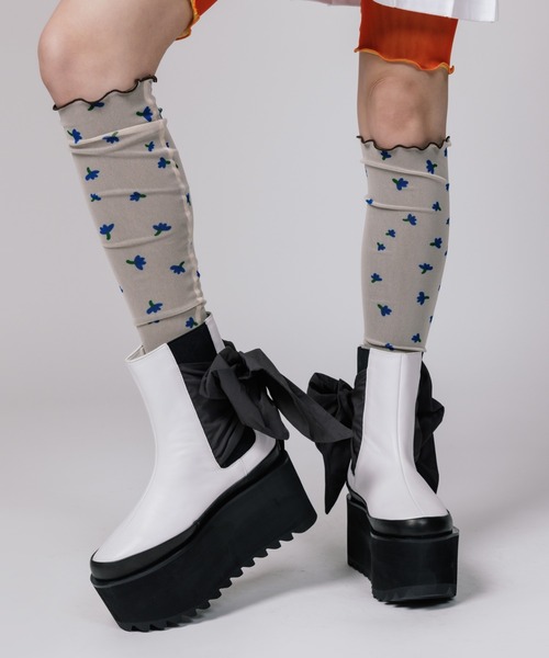 NON TOKYO ノントーキョー　リボンブーツ　ホワイト NON TOKYO/ノントーキョー/リボンブーツ