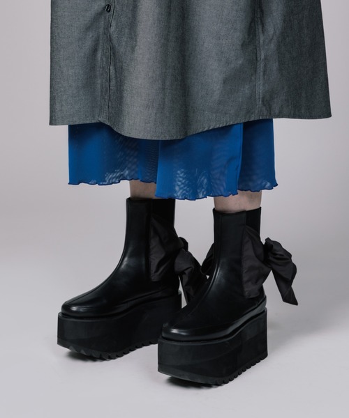 NON TOKYO ノントーキョー　リボンブーツ　ホワイト NON TOKYO/ノントーキョー/リボンブーツ