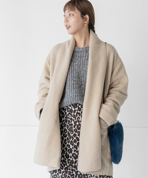 THE SHOP TK （ザ ショップ ティーケー ）の「◆【洗える/軽量】スライバーショールカラーコート（チェスターコート・レディース・ライトベージュ/ライトブルー/ネイビー・12/14/13）」の2枚目の写真