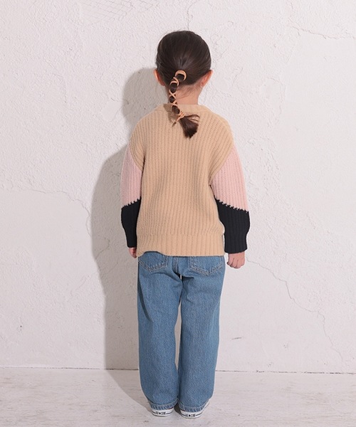Ocean&Ground（オーシャン&グラウンド）の「カラーブロックセーター(80～140cm)（ニット/セーター・キッズ・グレー/ベージュ・80/90/100/110/120/130/140）」の4枚目の写真