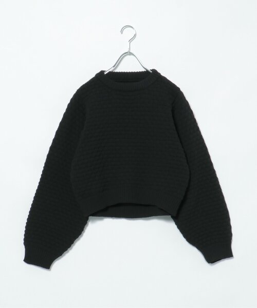 VENCEEXCHANGE（ヴァンスエクスチェンジ）の「ポコポコニットプルオーバー/ボリュームスリーブ/ショート丈/ポップコーンニット／カラーニット（ニット/セーター・レディース・オフホワイト/ライム/ブラック・FREE）」の3枚目の写真