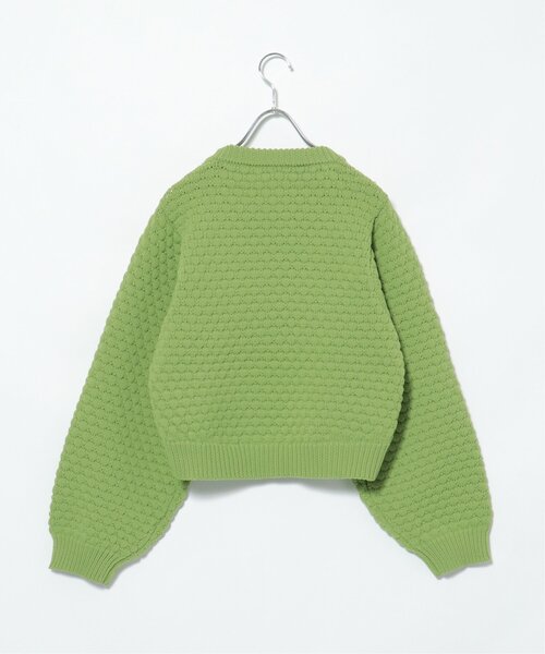 VENCEEXCHANGE（ヴァンスエクスチェンジ）の「ポコポコニットプルオーバー/ボリュームスリーブ/ショート丈/ポップコーンニット／カラーニット（ニット/セーター・レディース・オフホワイト/ライム/ブラック・FREE）」の10枚目の写真