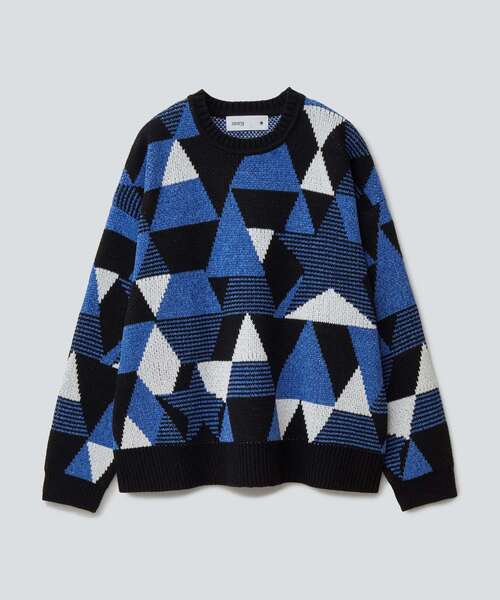 CONVERSE TOKYO（コンバーストウキョウ）の「★幾何柄 プルオーバーニット（ニット/セーター・レディース・チャコールグレー/ブルー/グリーン/オレンジ・FREE）」の3枚目の写真