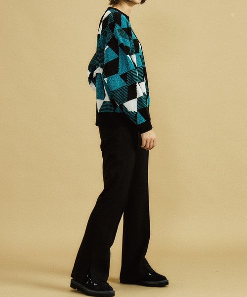 CONVERSE TOKYO（コンバーストウキョウ）の「★幾何柄 プルオーバーニット（ニット/セーター・レディース・チャコールグレー/ブルー/グリーン/オレンジ・FREE）」の8枚目の写真