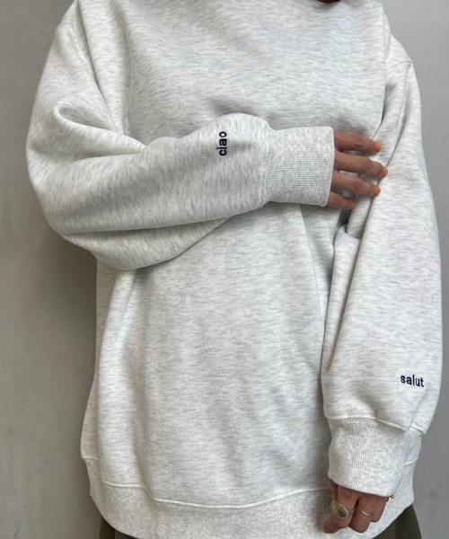 y/m by misato（イムバイミサト）の「刺繍ミドル丈スウェットトップス（スウェット・レディース・ブラック/ライトグレー・FREE）」の14枚目の写真