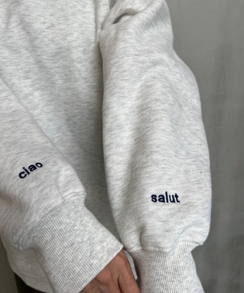 y/m by misato（イムバイミサト）の「刺繍ミドル丈スウェットトップス（スウェット・レディース・ブラック/ライトグレー・FREE）」の16枚目の写真