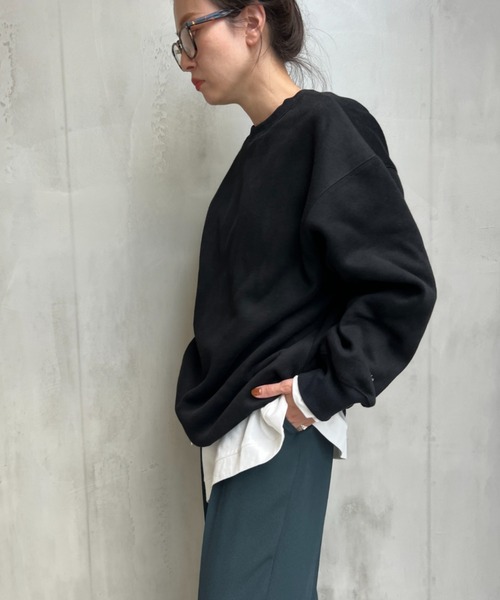 y/m by misato（イムバイミサト）の「刺繍ミドル丈スウェットトップス（スウェット・レディース・ブラック/ライトグレー・FREE）」の7枚目の写真