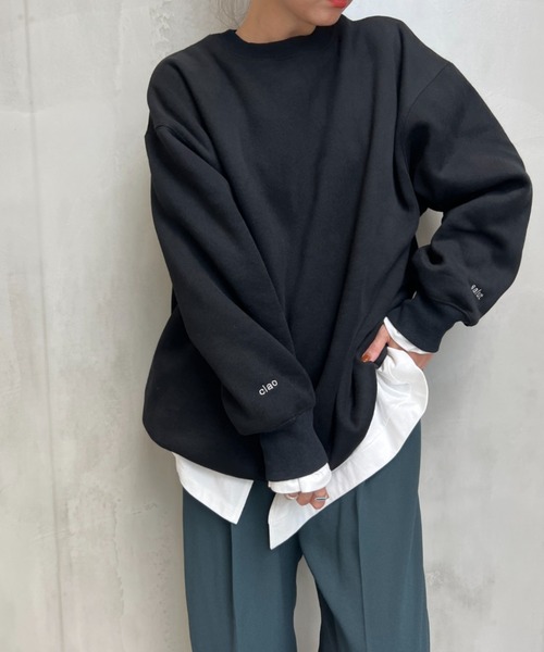 y/m by misato（イムバイミサト）の「刺繍ミドル丈スウェットトップス（スウェット・レディース・ブラック/ライトグレー・FREE）」の10枚目の写真