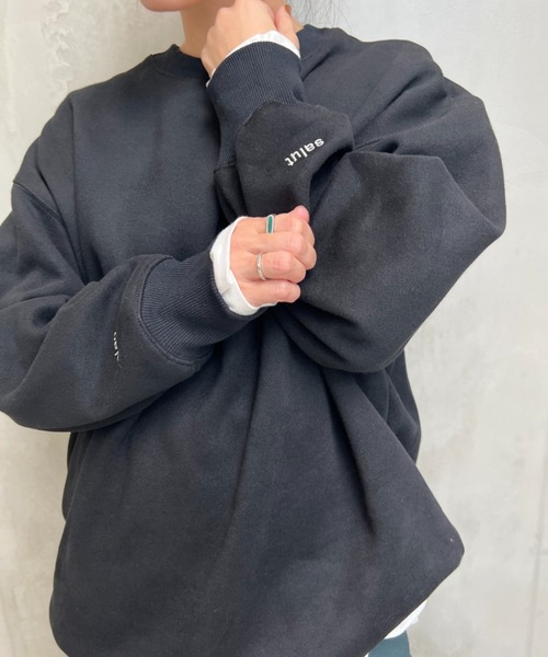 y/m by misato（イムバイミサト）の「刺繍ミドル丈スウェットトップス（スウェット・レディース・ブラック/ライトグレー・FREE）」の11枚目の写真