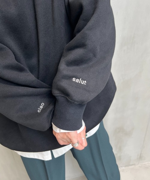 y/m by misato（イムバイミサト）の「刺繍ミドル丈スウェットトップス（スウェット・レディース・ブラック/ライトグレー・FREE）」の12枚目の写真