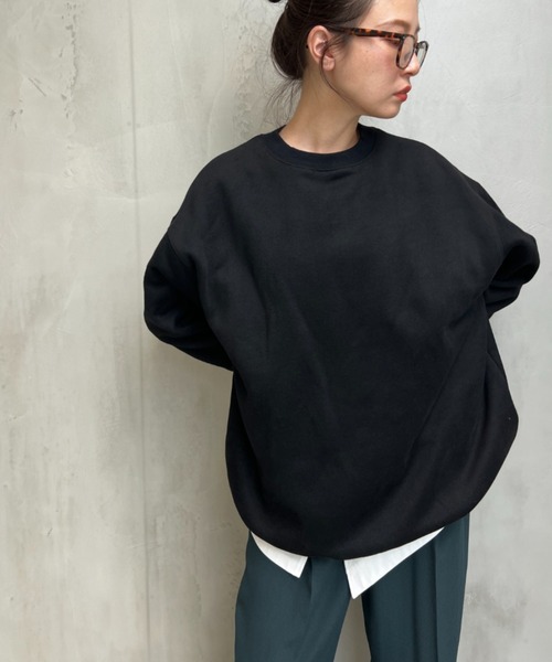 y/m by misato（イムバイミサト）の「刺繍ミドル丈スウェットトップス（スウェット・レディース・ブラック/ライトグレー・FREE）」の5枚目の写真