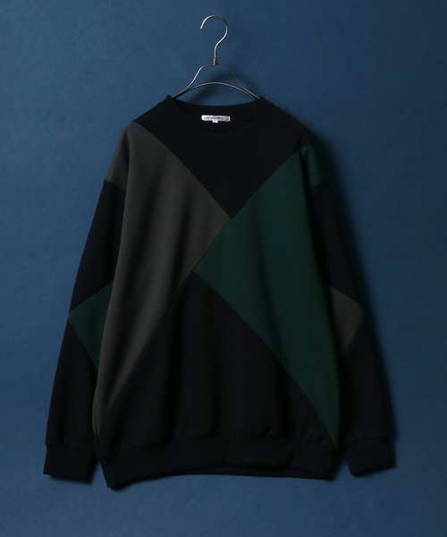 ANPAS（アンパス）の「Ponte Color Switching Design Oversized Sweatshirt/ポンチ 切り替え オーバーサイズ トレーナー（スウェット・メンズ・ホワイト系その他/ブラック系その他・M/L）」の2枚目の写真