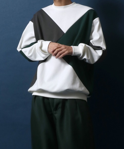 ANPAS（アンパス）の「Ponte Color Switching Design Oversized Sweatshirt/ポンチ 切り替え オーバーサイズ トレーナー（スウェット・メンズ・ホワイト系その他/ブラック系その他・M/L）」の19枚目の写真