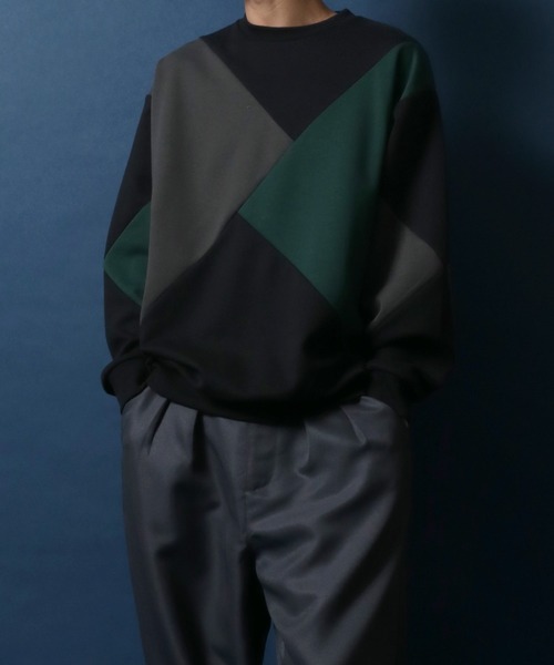 ANPAS（アンパス）の「Ponte Color Switching Design Oversized Sweatshirt/ポンチ 切り替え オーバーサイズ トレーナー（スウェット・メンズ・ホワイト系その他/ブラック系その他・M/L）」の22枚目の写真