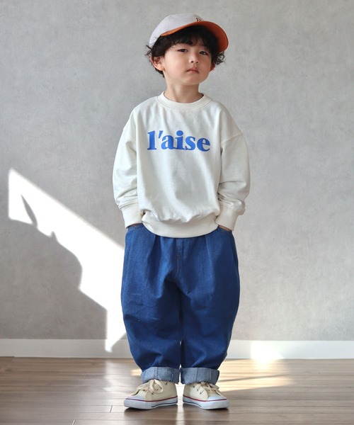 CIAOPANIC TYPY（チャオパニックティピー）の「【KIDS】【TYPY DENIM】甘織デニムタックボリュームパンツ（デニムパンツ・キッズ・ブルー/アイボリー・S/M/L/XL/XXL）」の2枚目の写真