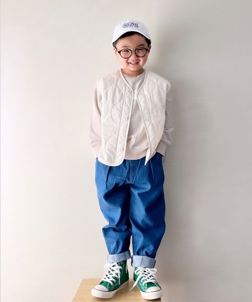 CIAOPANIC TYPY（チャオパニックティピー）の「【KIDS】【TYPY DENIM】甘織デニムタックボリュームパンツ（デニムパンツ・キッズ・ブルー/アイボリー・S/M/L/XL/XXL）」の21枚目の写真