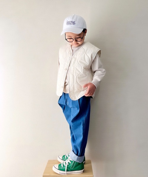 CIAOPANIC TYPY（チャオパニックティピー）の「【KIDS】【TYPY DENIM】甘織デニムタックボリュームパンツ（デニムパンツ・キッズ・ブルー/アイボリー・S/M/L/XL/XXL）」の22枚目の写真