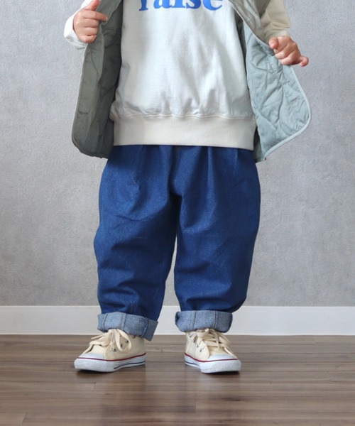 CIAOPANIC TYPY（チャオパニックティピー）の「【KIDS】【TYPY DENIM】甘織デニムタックボリュームパンツ（デニムパンツ・キッズ・ブルー/アイボリー・S/M/L/XL/XXL）」の14枚目の写真