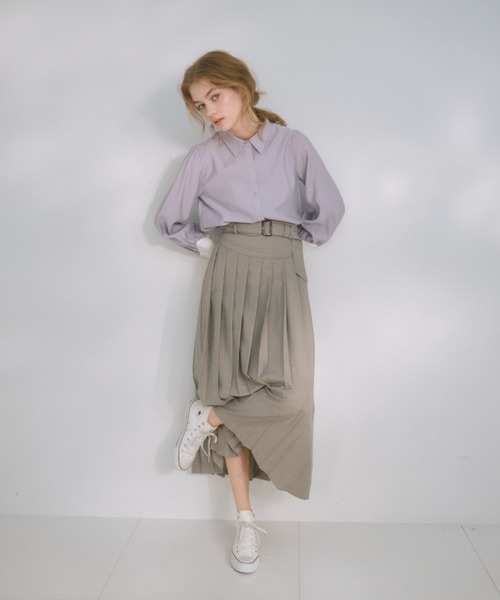 idem（イデム）の「color scheme short shirt/配色ショート丈シャツ（シャツ/ブラウス・レディース・パープル/ホワイト/ブルー・FREE）」の6枚目の写真