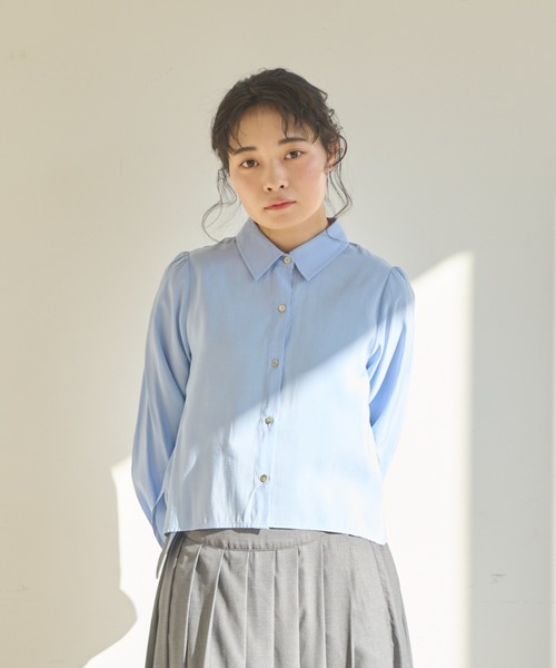 idem（イデム）の「color scheme short shirt/配色ショート丈シャツ（シャツ/ブラウス・レディース・パープル/ホワイト/ブルー・FREE）」の18枚目の写真