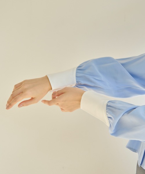 idem（イデム）の「color scheme short shirt/配色ショート丈シャツ（シャツ/ブラウス・レディース・パープル/ホワイト/ブルー・FREE）」の8枚目の写真