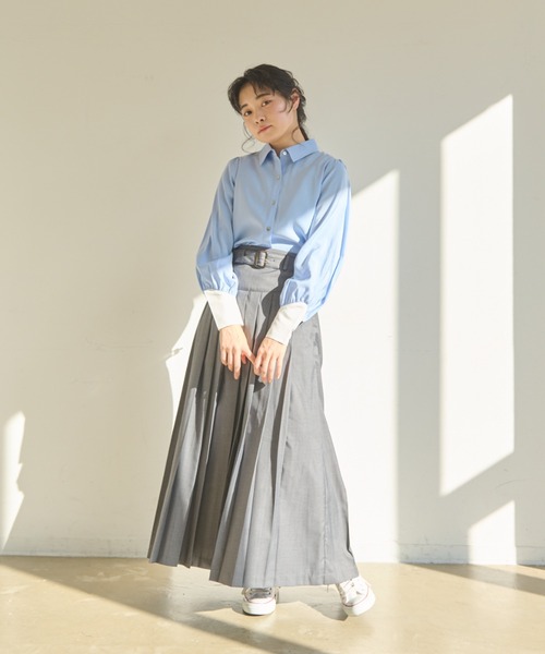 idem（イデム）の「color scheme short shirt/配色ショート丈シャツ（シャツ/ブラウス・レディース・パープル/ホワイト/ブルー・FREE）」の20枚目の写真