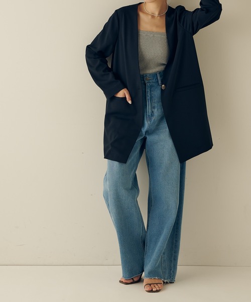 COLLAGE GALLARDAGALANTE（コラージュガリャルダガランテ）の「ニットチューブトップ（チューブトップ・レディース・グレー/ブラック/ホワイト・FREE）」の4枚目の写真