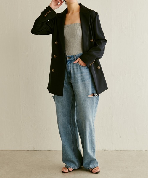 COLLAGE GALLARDAGALANTE（コラージュガリャルダガランテ）の「ニットチューブトップ（チューブトップ・レディース・グレー/ブラック/ホワイト・FREE）」の10枚目の写真