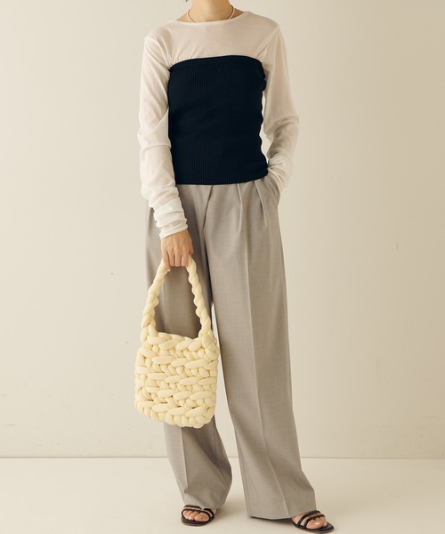 COLLAGE GALLARDAGALANTE（コラージュガリャルダガランテ）の「ニットチューブトップ（チューブトップ・レディース・グレー/ブラック/ホワイト・FREE）」の11枚目の写真