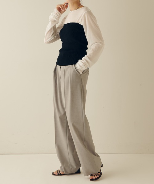 COLLAGE GALLARDAGALANTE（コラージュガリャルダガランテ）の「ニットチューブトップ（チューブトップ・レディース・グレー/ブラック/ホワイト・FREE）」の14枚目の写真