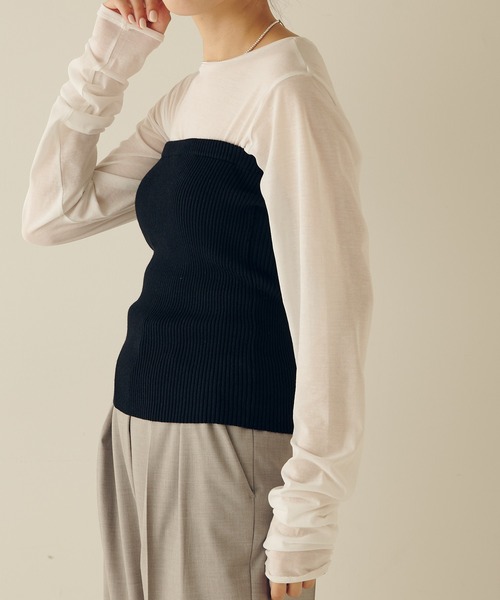 COLLAGE GALLARDAGALANTE（コラージュガリャルダガランテ）の「ニットチューブトップ（チューブトップ・レディース・グレー/ブラック/ホワイト・FREE）」の15枚目の写真