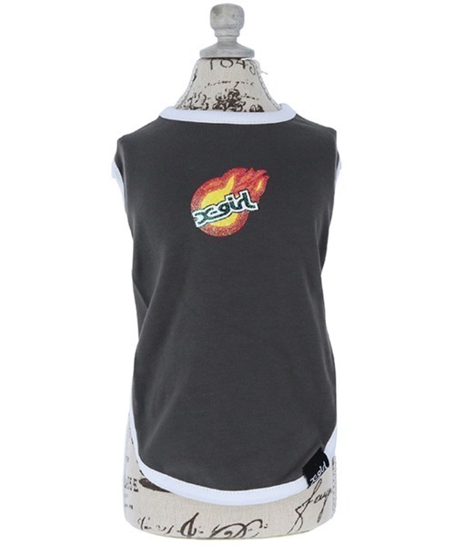 X-girl（エックスガール）の「X-girl/ファイヤーボールタンク（ペットウェア・レディース・ブラック/ブルー・M/XS/S/L/2L/3L/3S/3M）」の6枚目の写真