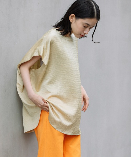 Munich（ミューニック）の「アンティークサテンフレンチスリーブトップス（シャツ/ブラウス・レディース・イエロー/ブラック/グレイッシュブルー・FREE）」の9枚目の写真