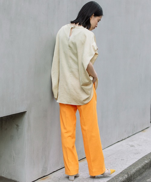 Munich（ミューニック）の「アンティークサテンフレンチスリーブトップス（シャツ/ブラウス・レディース・イエロー/ブラック/グレイッシュブルー・FREE）」の6枚目の写真