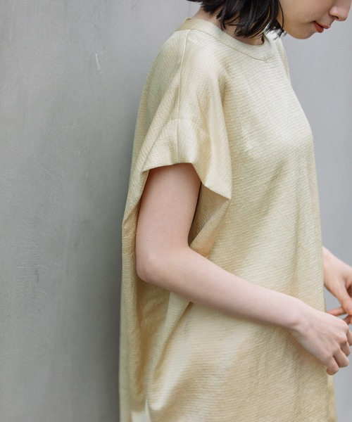 Munich（ミューニック）の「アンティークサテンフレンチスリーブトップス（シャツ/ブラウス・レディース・イエロー/ブラック/グレイッシュブルー・FREE）」の13枚目の写真