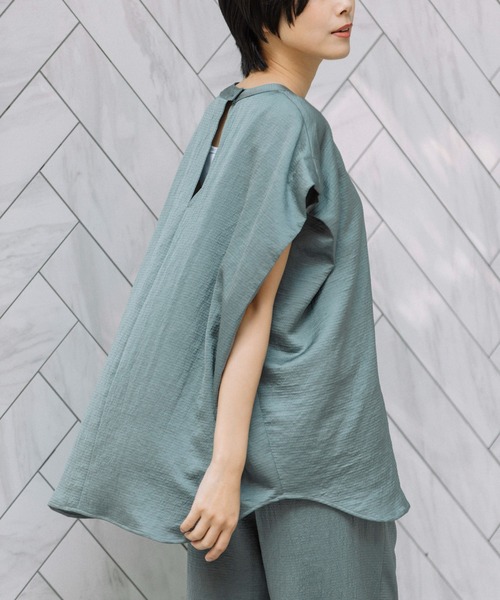 Munich（ミューニック）の「アンティークサテンフレンチスリーブトップス（シャツ/ブラウス・レディース・イエロー/ブラック/グレイッシュブルー・FREE）」の21枚目の写真